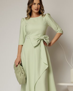 Rochie DY Fashion verde menta cu funda ampla in talie
