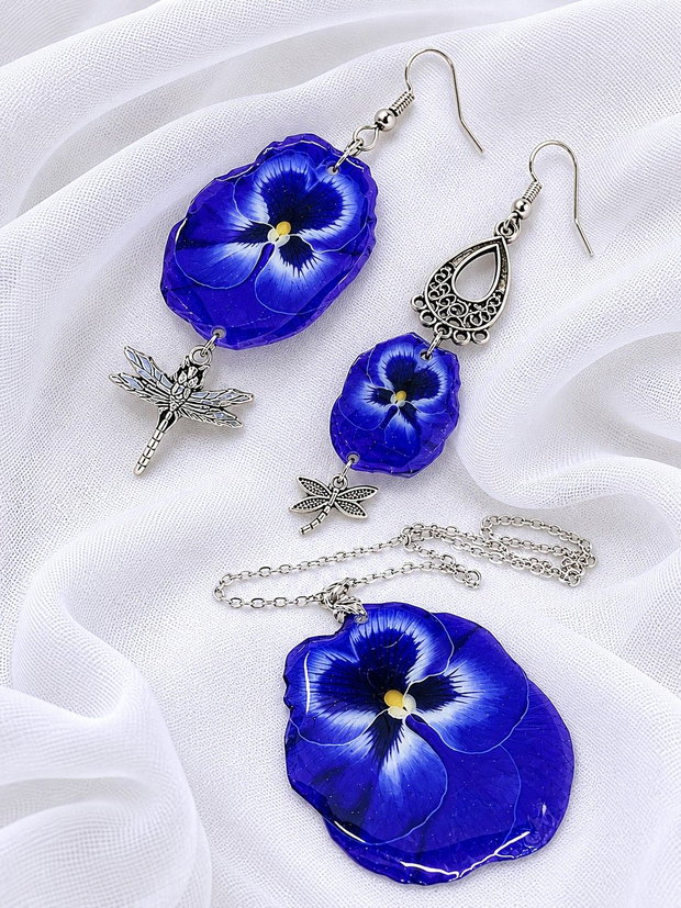 Set bijuterii Panseluțe rășină 01873