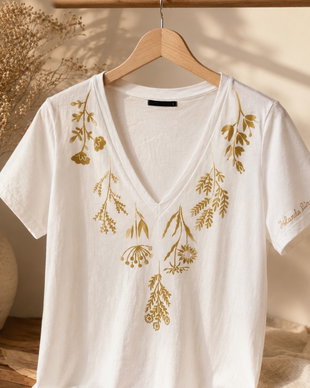 Tricou Frunze Aurii pictat manual