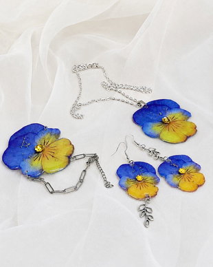 Set bijuterii Panseluțe rașină 01886