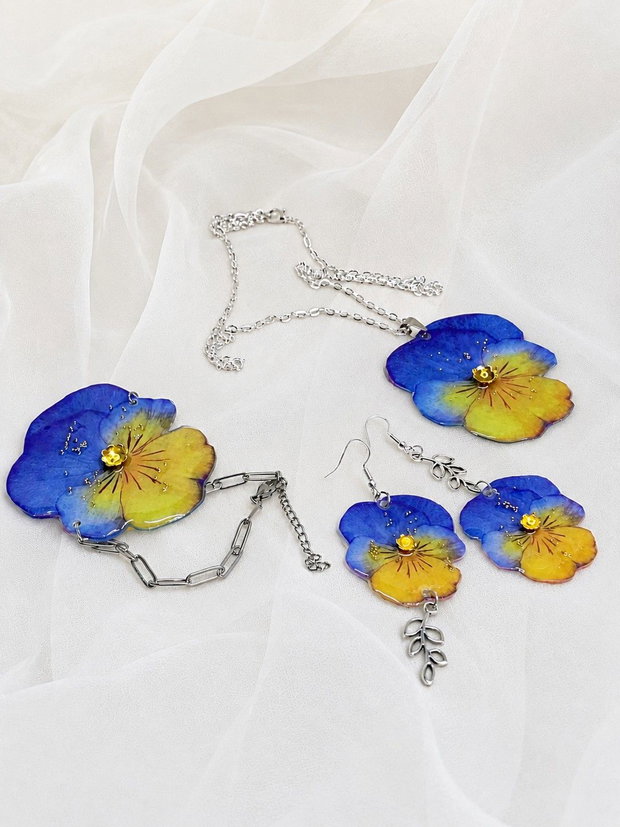 Set bijuterii Panseluțe rașină 01886