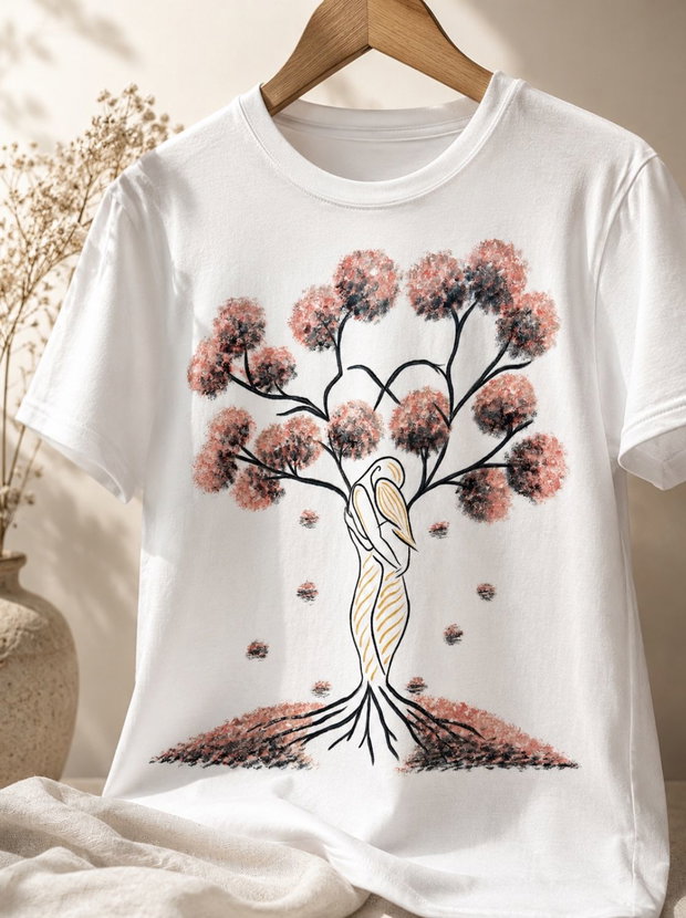 Rădăcinile Iubirii: Tricou pictat manual