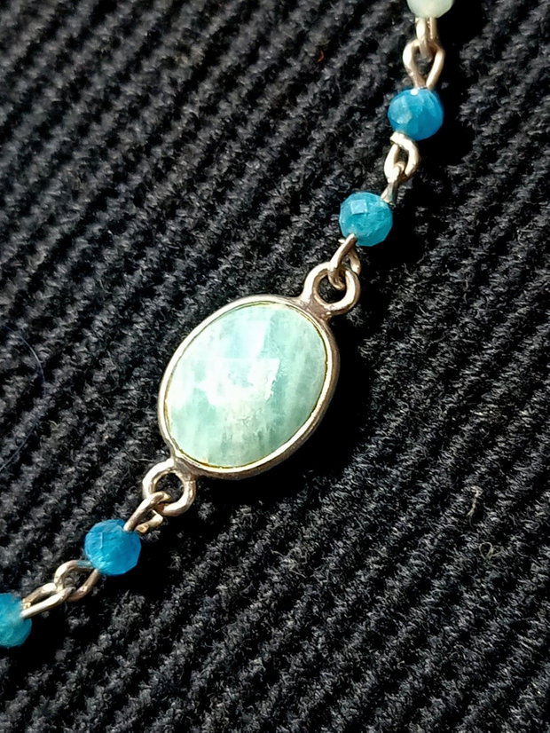 Bratara argint amazonit apatit conector amazonit argint lant argint minimalista boho chic trendy