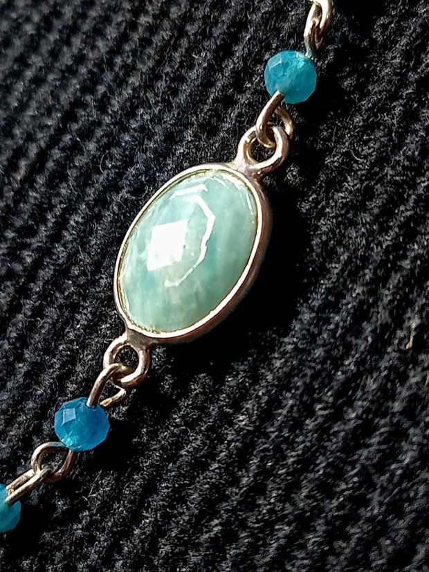Bratara argint amazonit apatit conector amazonit argint lant argint minimalista boho chic trendy