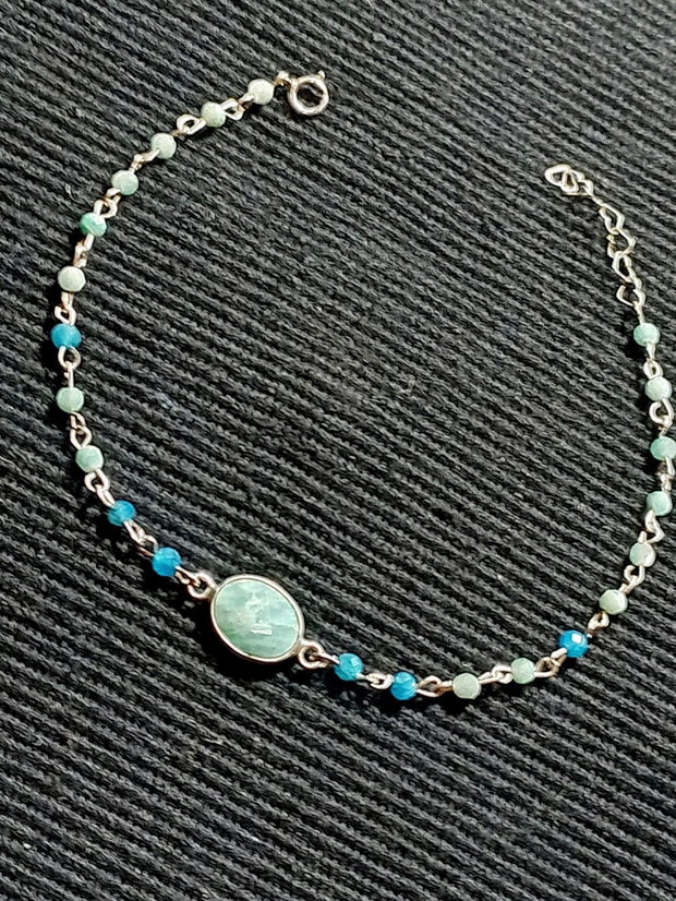 Bratara argint amazonit apatit conector amazonit argint lant argint minimalista boho chic trendy