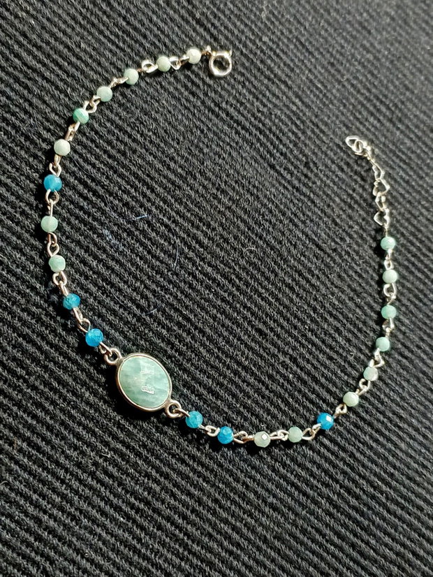 Bratara argint amazonit apatit conector amazonit argint lant argint minimalista boho chic trendy