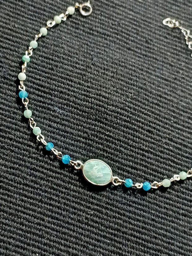 Bratara argint amazonit apatit conector amazonit argint lant argint minimalista boho chic trendy