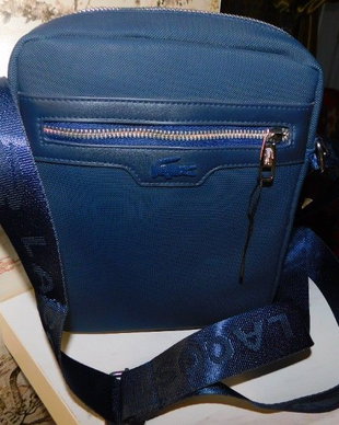 LACOSTE,  geanta crossover unisex, bleumarin,  2 buzunare , noua