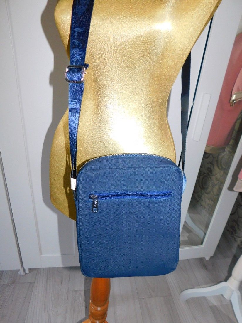 LACOSTE,  geanta crossover unisex, bleumarin,  2 buzunare , noua