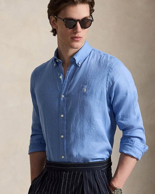 Polo Ralph Lauren cămașă pentru bărbați din in Long Sleeve Sport Shirt