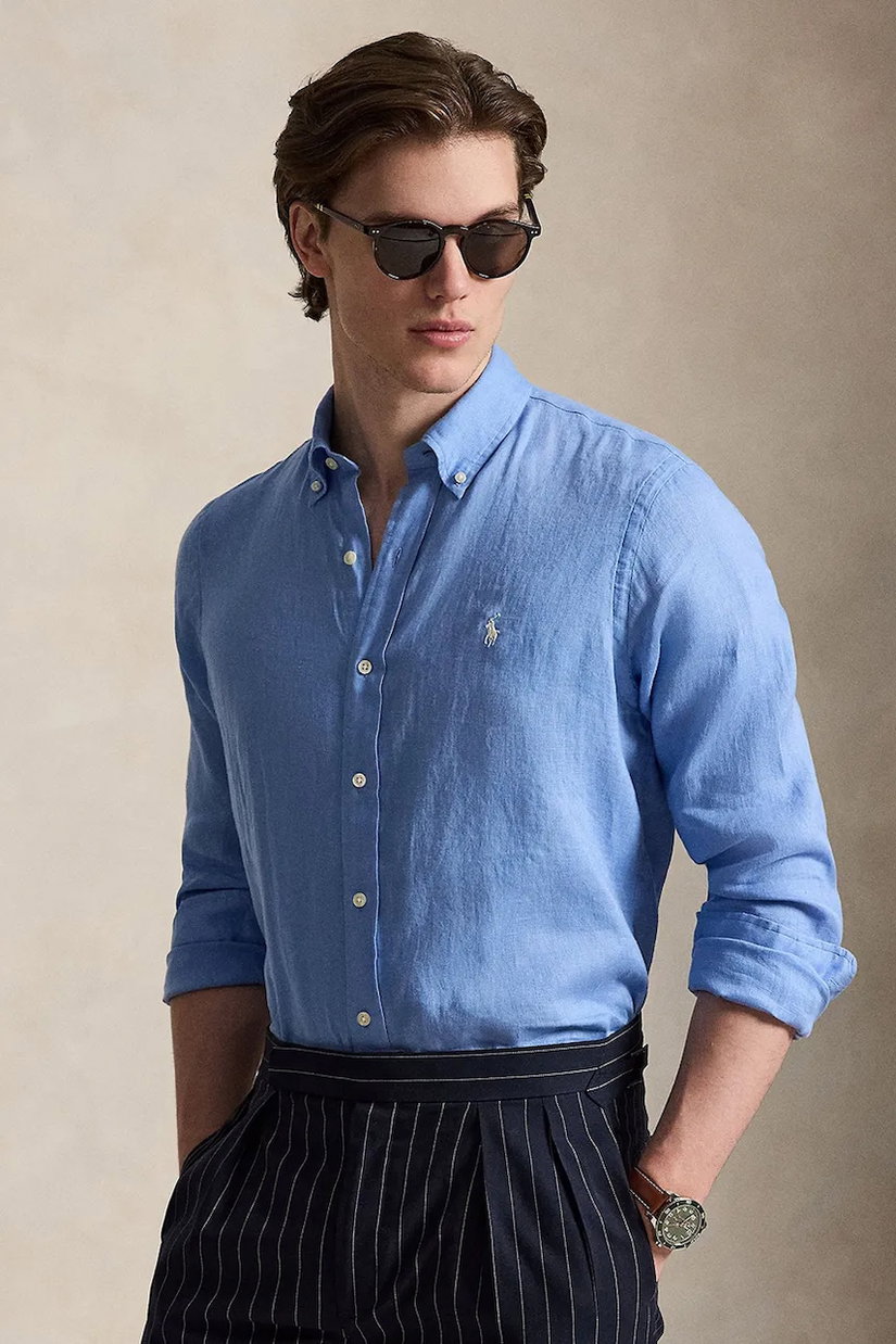 Polo Ralph Lauren cămașă pentru bărbați din in Long Sleeve Sport Shirt