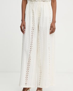 Haveone pantaloni wide leg pentru femei, din bumbac