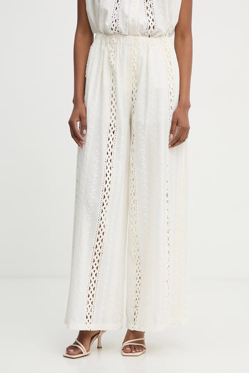 Haveone pantaloni wide leg pentru femei, din bumbac