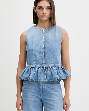 HUGO bluză cu volane pentru femei, din denim Gimma
