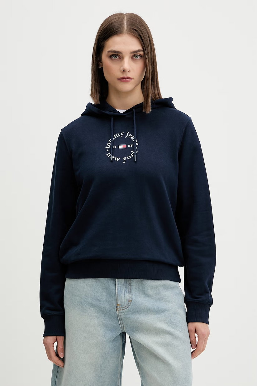 Tommy Jeans hanorac cu glugă pentru femei, cu bumbac