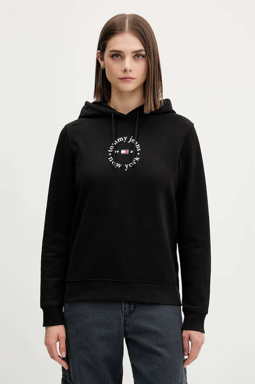 Tommy Jeans hanorac cu glugă pentru femei, cu bumbac