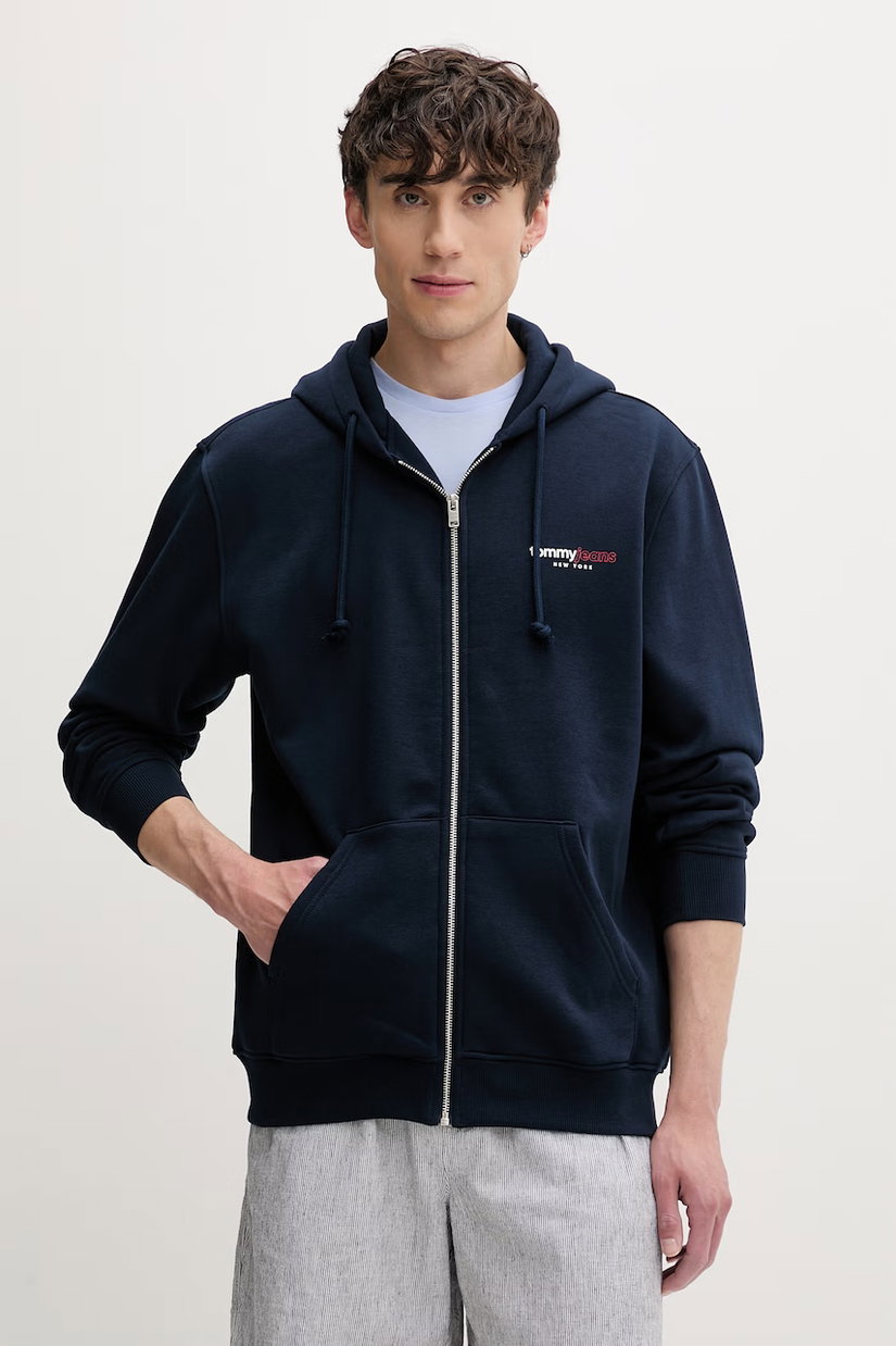 Tommy Jeans hanorac cu fermoar și glugă pentru bărbați, cu bumbac