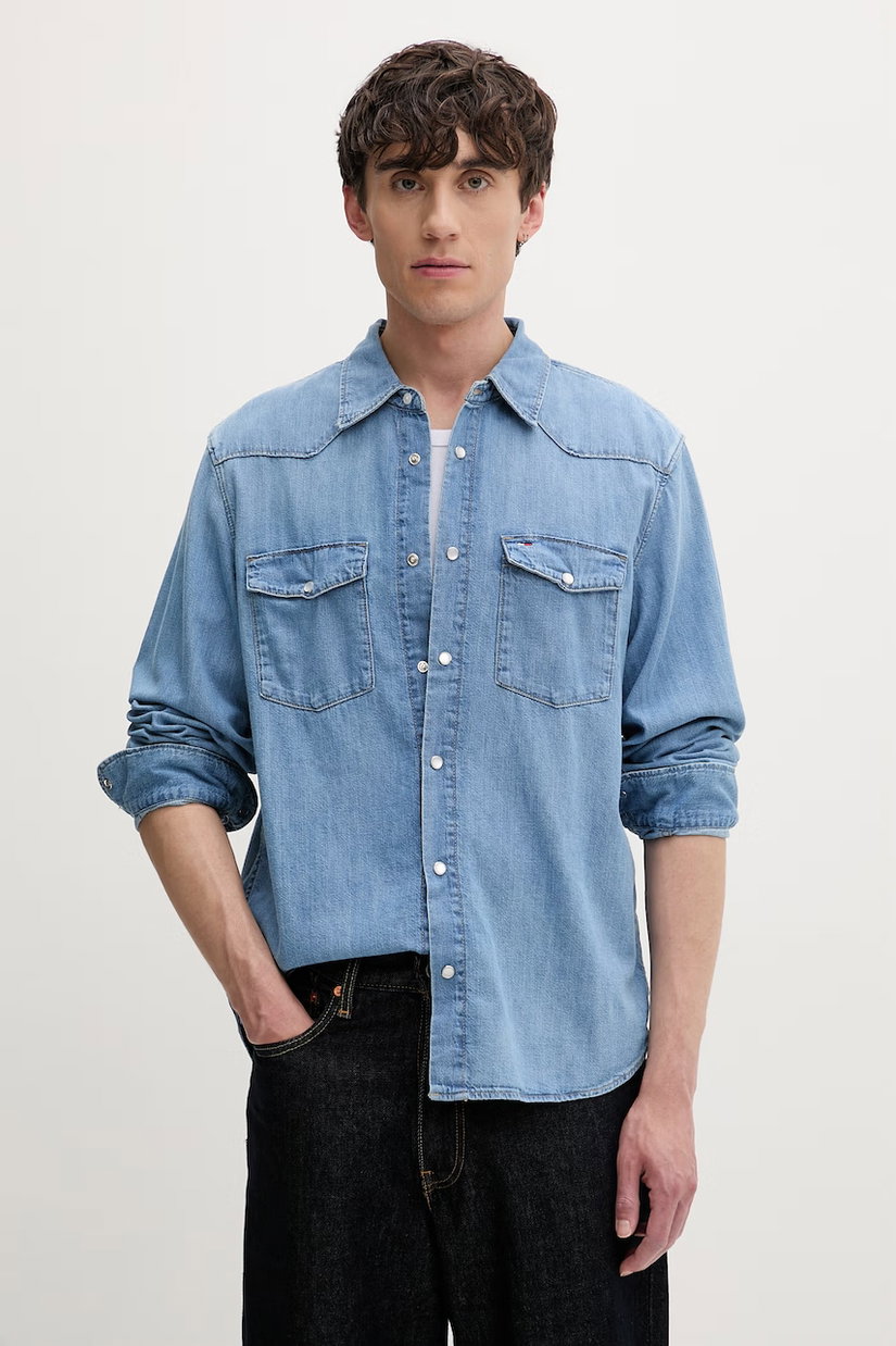 Tommy Jeans cămașă pentru bărbați, din bumbac