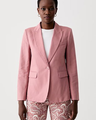 Weekend Max Mara sacou cu un singur rând de nasturi pentru femei, cu amestec de in ORCHE