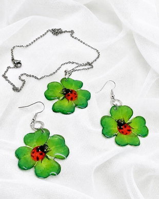 Set bijuterii Trifoi cu patru foi  02114