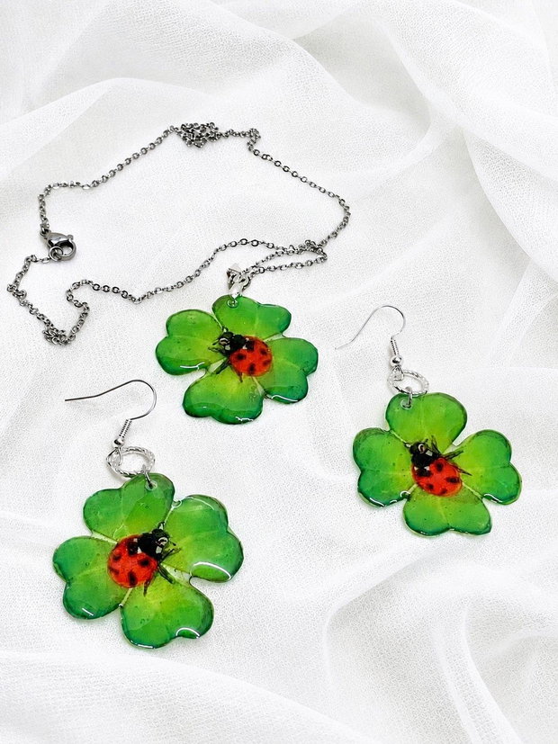 Set bijuterii Trifoi cu patru foi 02114