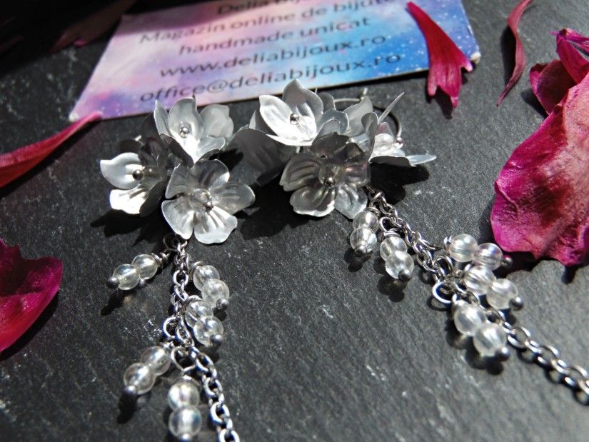 Cercei lungi, ușori și spectaculoși, creați pentru iubitoarele de accesorii delicate cu personalitate (cod1440)