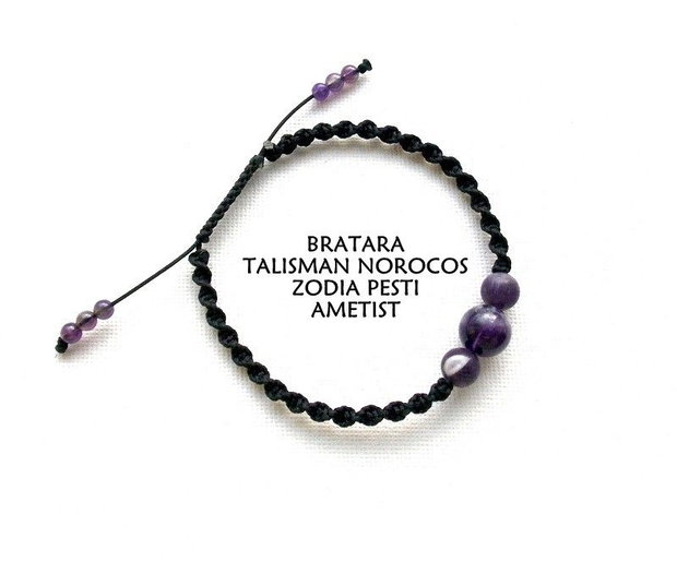 Bratara Zodia PESTI*Talisman Norocos*Ametist