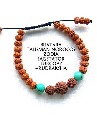 Bratara Zodia SAGETATOR*Talisman Norocos*Turcoaz+Rudraksha