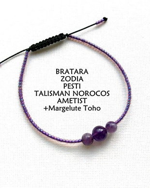 Bratara Zodia PESTI*Talisman Norocos*Ametist*Toho