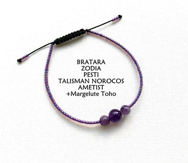 Bratara Zodia PESTI*Talisman Norocos*Ametist*Toho