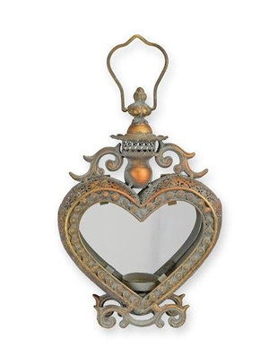 Felinar decorativ inima bronz