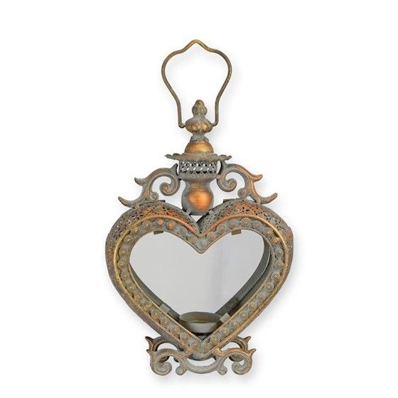 Felinar decorativ inima bronz