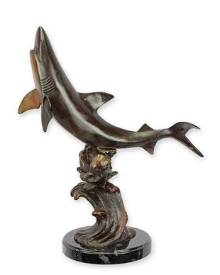 Rechin-statueta din bronz cu soclu din marmura
