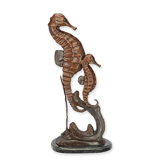 Caluti de mare-statueta din bronz cu soclu din marmura