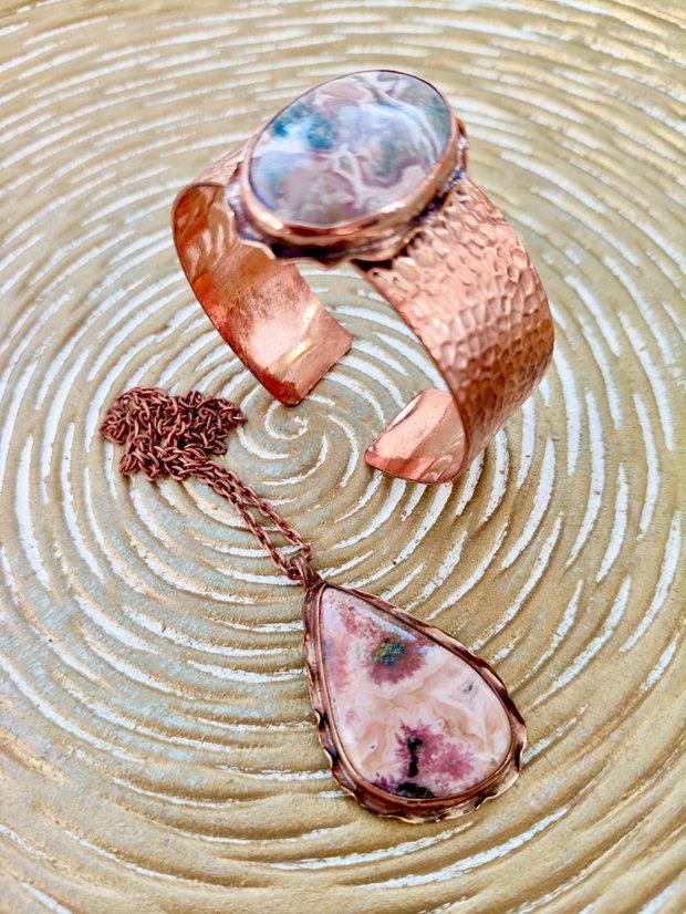Set vintage rodocrozit natural & cupru