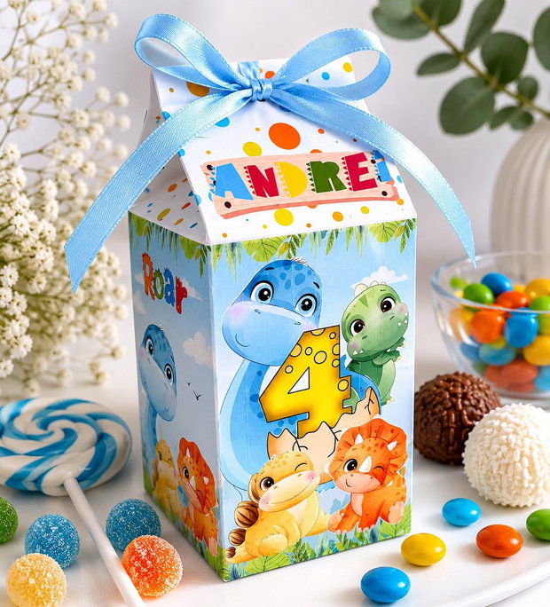 Cutii personalizate cu dinozauri pentru aniversări de copii
