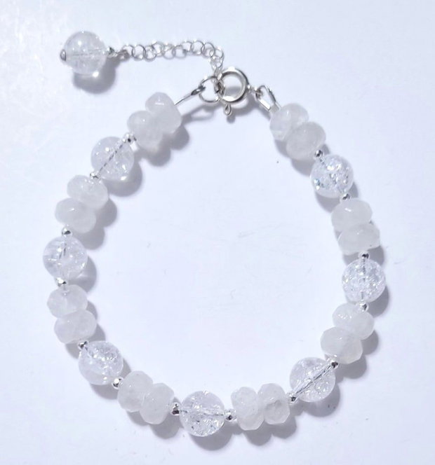 Bratara argint 925 cu cuart alb, cristal de gheata si hematit