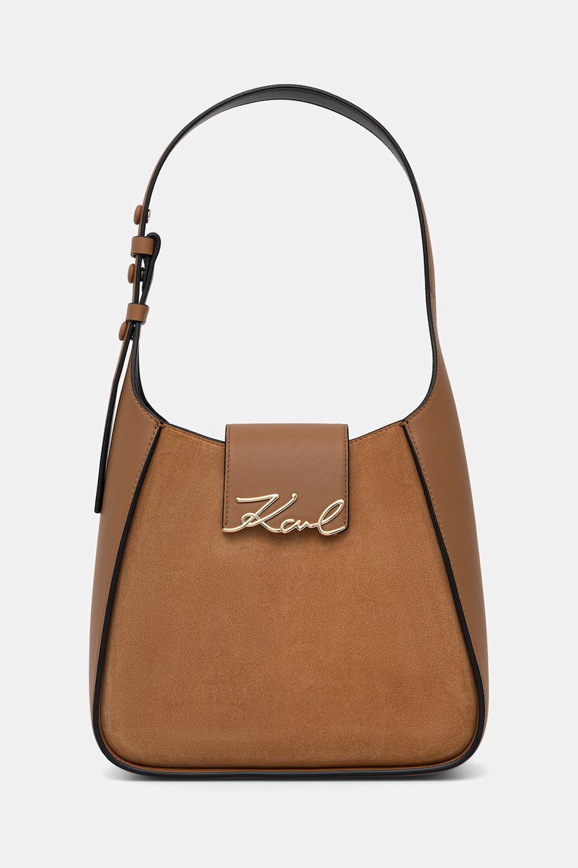 Karl Lagerfeld hobo bag pentru femei din piele întoarsă K/SIGNATURE