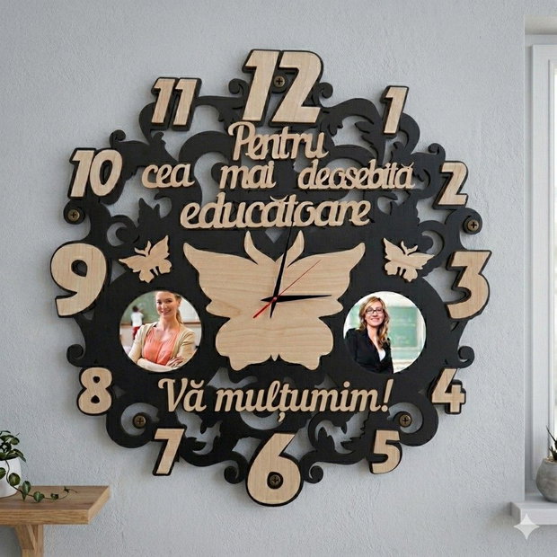 Ceas de perete, 2 spatii poze,Pentru Educatoare