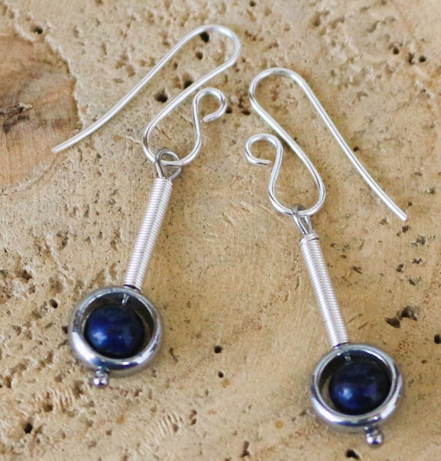 Cercei cu hematit si lapis lazuli