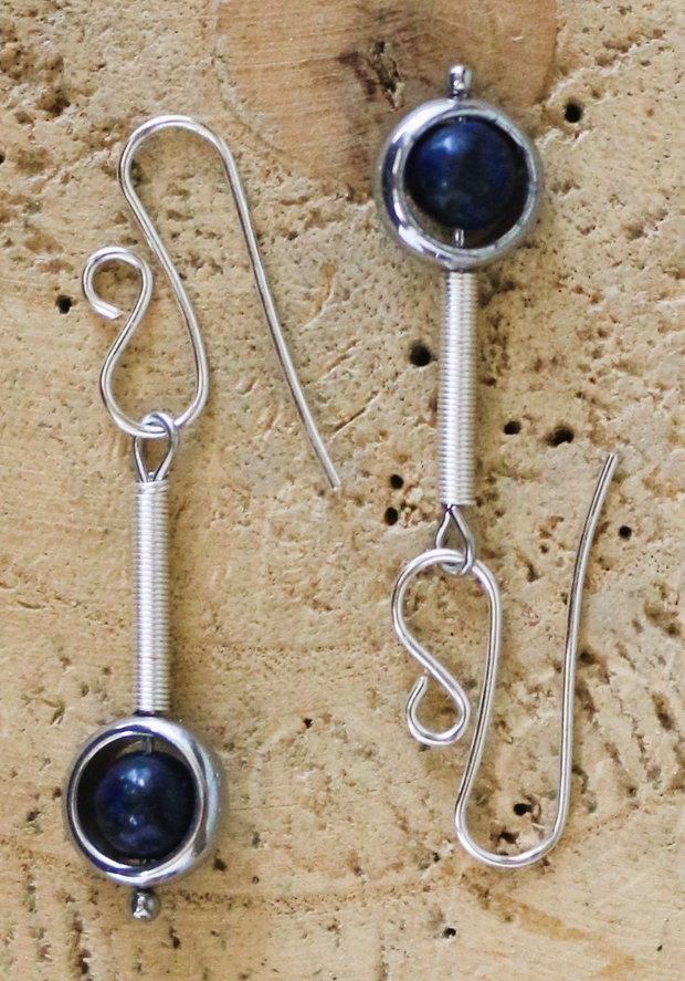 Cercei cu hematit si lapis lazuli