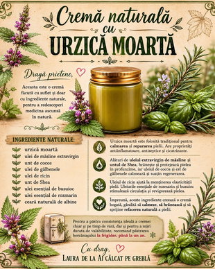 Cremă naturală de corp cu urzică moartă