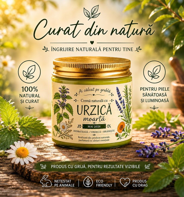 Cremă naturală de corp cu urzică moartă
