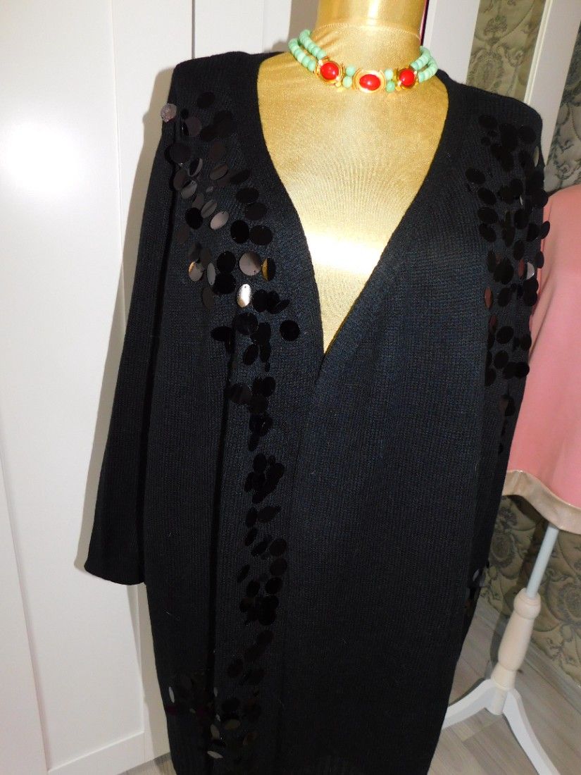 Cardigan nou, negru paiete elegante, masura 52 - 54