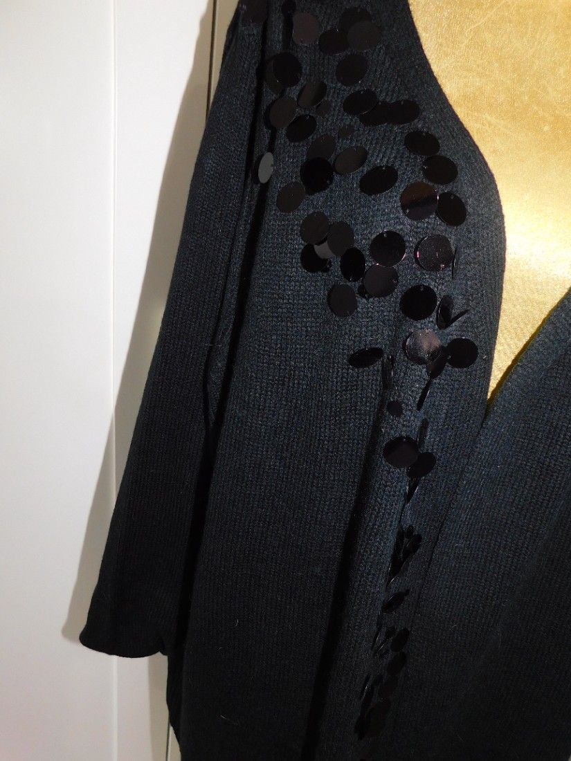 Cardigan nou, negru paiete elegante, masura 52 - 54
