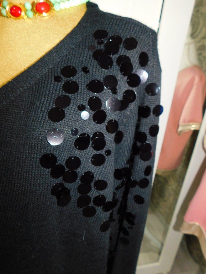 Cardigan nou, negru paiete elegante, masura 52 - 54