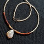 Colier argint opal de foc mexican heishi perle naturale de cultura seed mate perla naturala de cultura picatura minimalist boho chic trendy