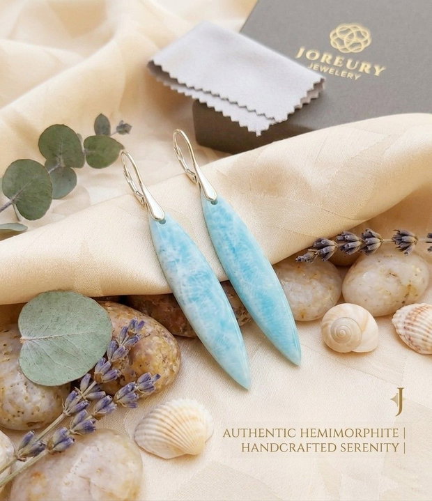 Cercei Hemimorfit si Argint 925 - CE1526 - cercei statement, cercei lungi, cadou iubita, cadou prietena, cristale vindecatoare, cristaloterapie, cadou romantic, bijuterii hemimorfit, cercei cadou, bijuterii cadou