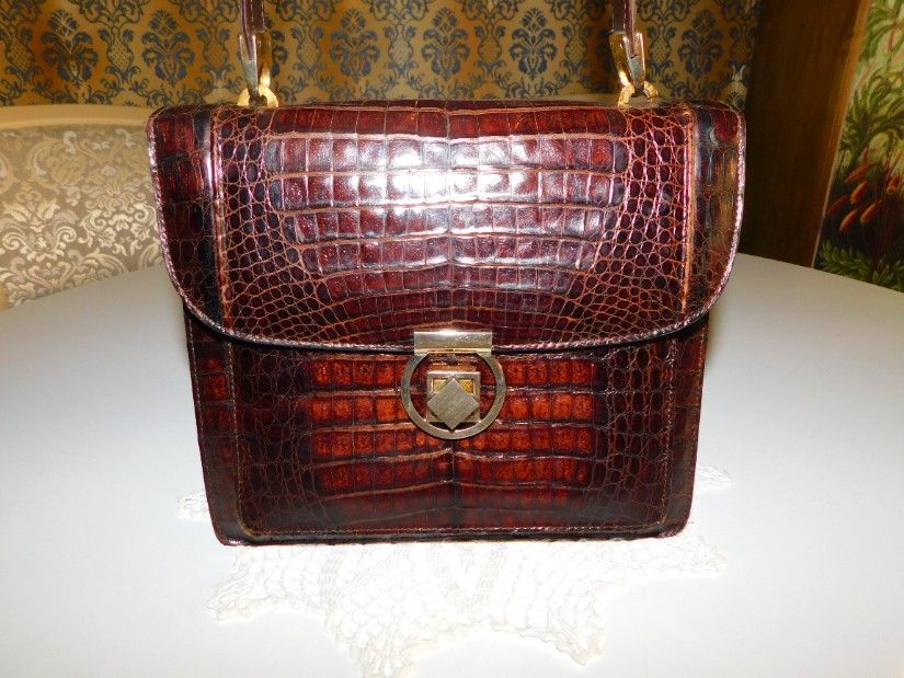 Poseta vintage Spania , brand Perez, piele exotica