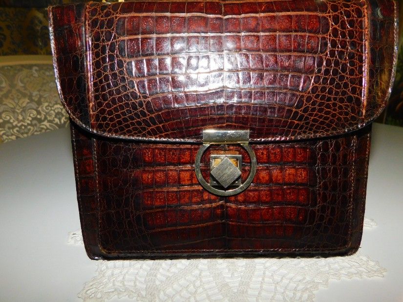 Poseta vintage Spania , brand Perez, piele exotica